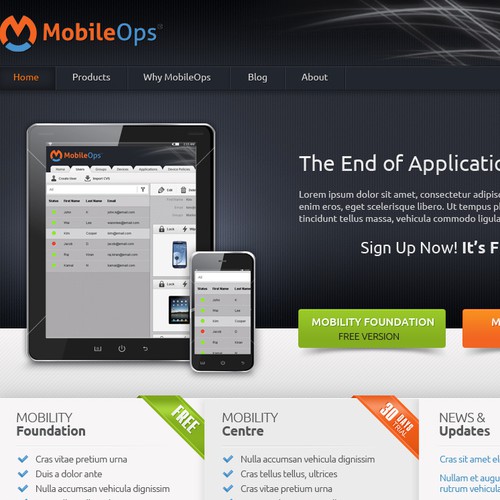 Create a new website design for MobileOps [5 pages]