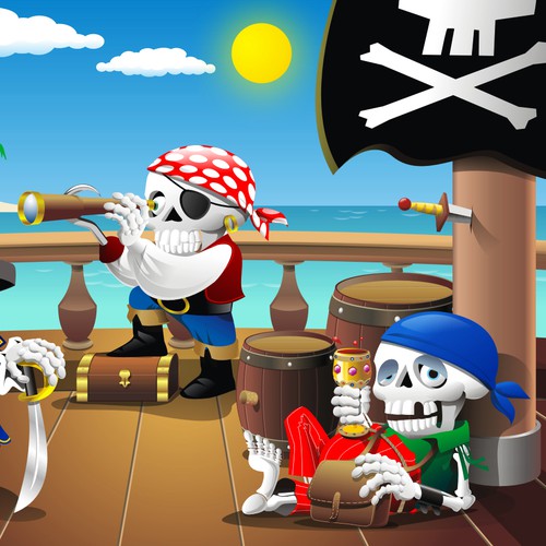Treasure Cove: Flash Game Pirate Ship Scene 