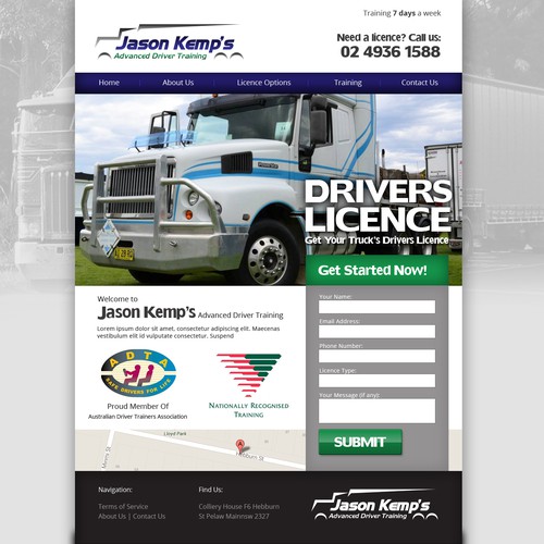 Website Design for Jason Kemp's Advanced Driver Training