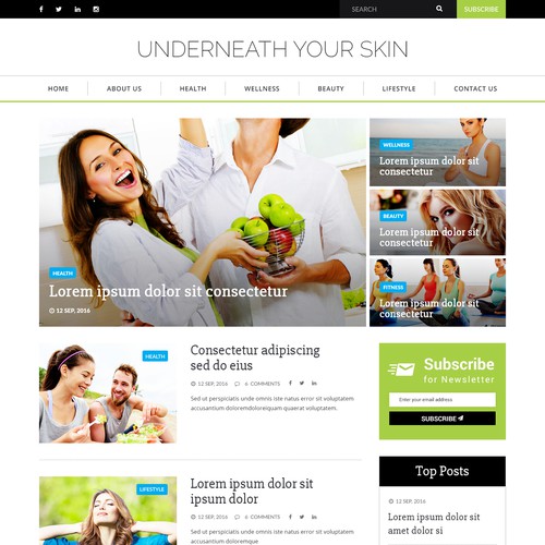 Health Blog landing page design