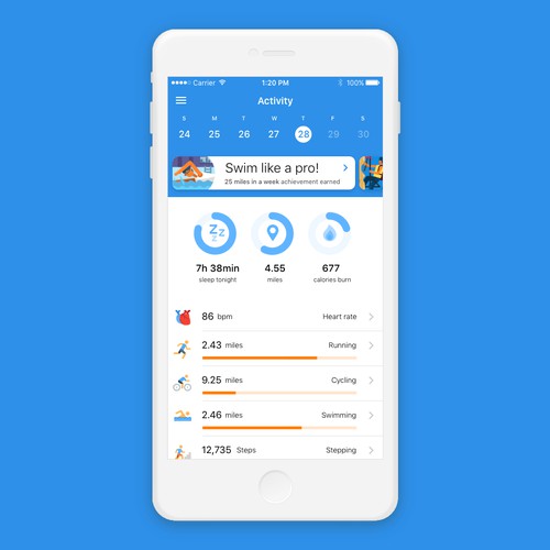 Fitness iOS app design