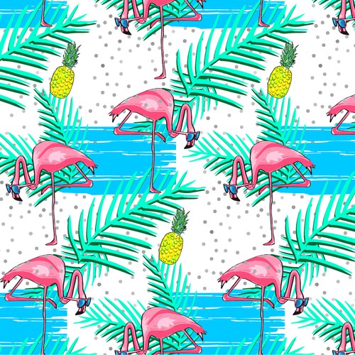 flamingos textile design