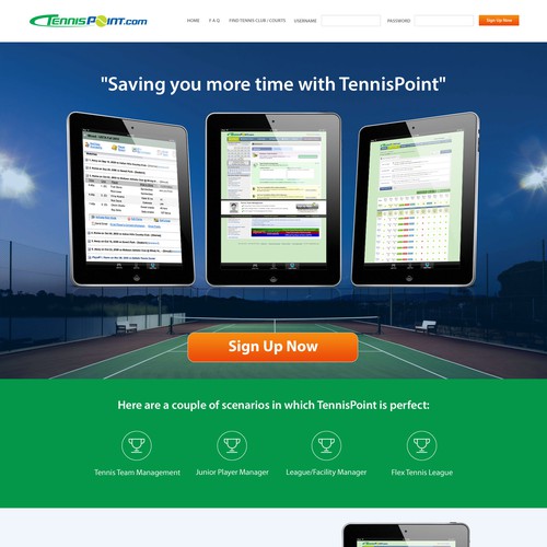 Website concept design for Tennispoint.