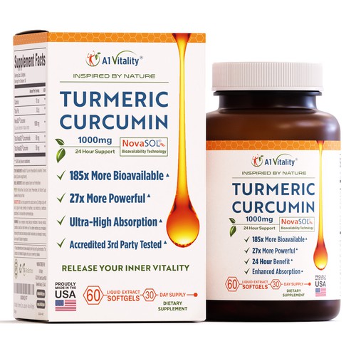 Design refresh for a turmeric supplement label/box