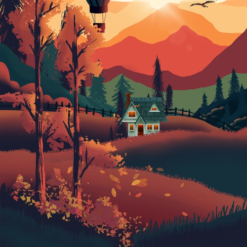 Lanscape nature illustration