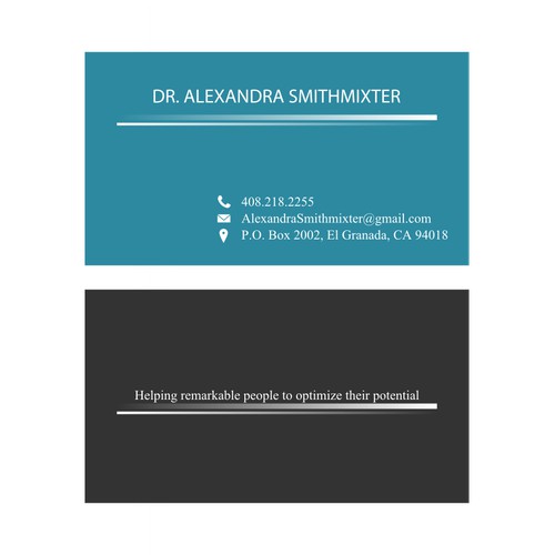 Dr. wants clean, simple, modern business card.