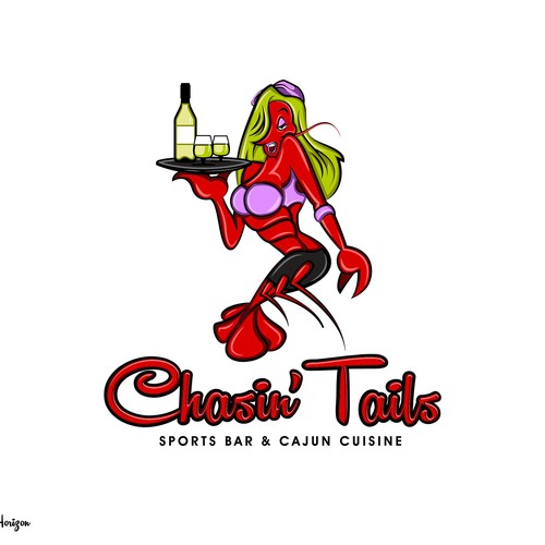 Create a New Orleans/Cajun food (crawfish) and sports bar logo