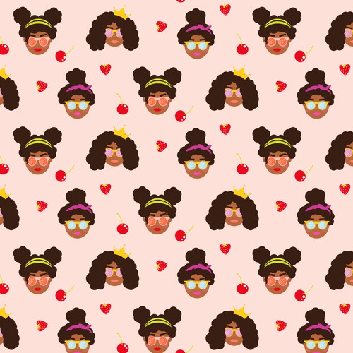 Seamless pattern with cute girls