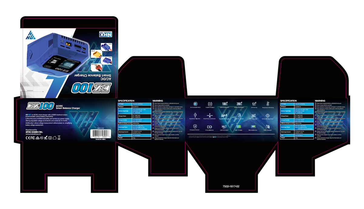 battery charger box, front and back lable and manuel
