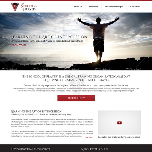 Create the next website design for School of Prayer