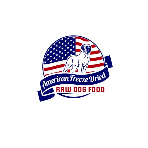 a American Flag and Mastiff including Patriotic Themed Dog Food  Logo Proposal