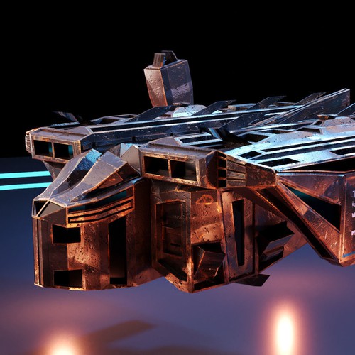 3d low poly ship