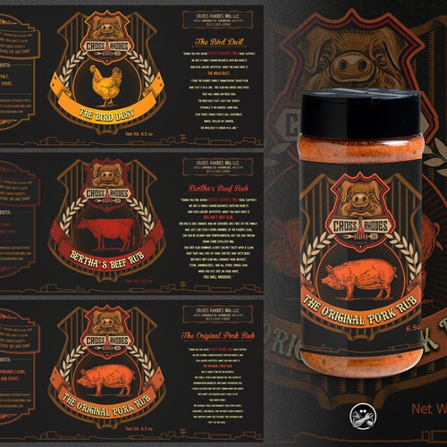 CROSSRHODES BBQ RUB LABELS