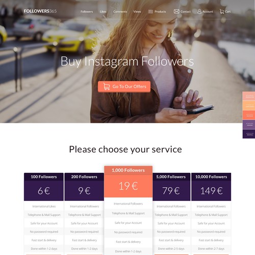 Landing Page Design for Followers365