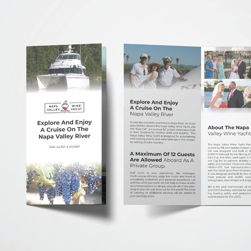 Tri-fold brochure for Napa Valley Wine Yacht tours