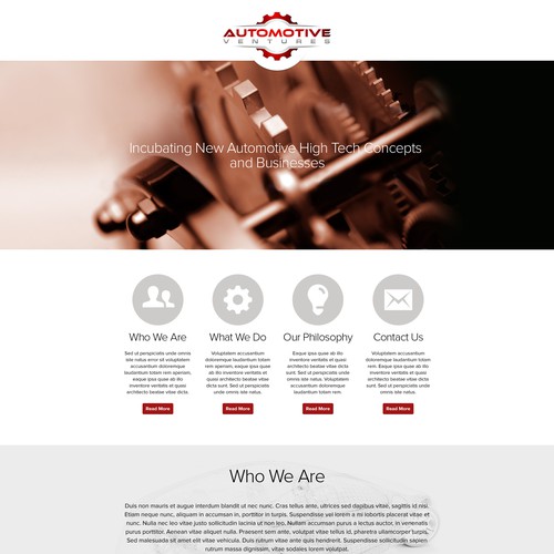 Simple landing page for automotive-themed tech startup