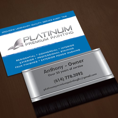 Business card for Platinum Premium Painting