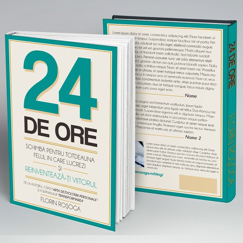 Design a eyecatching book cover for "24 Hours" Romanian book on time management and personal product