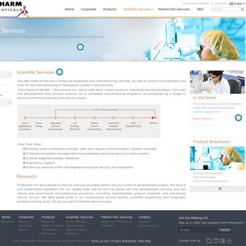 Pharmaceutical company website design