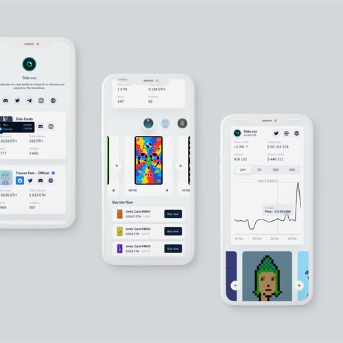  App design for Side, a web3 no-code builder 