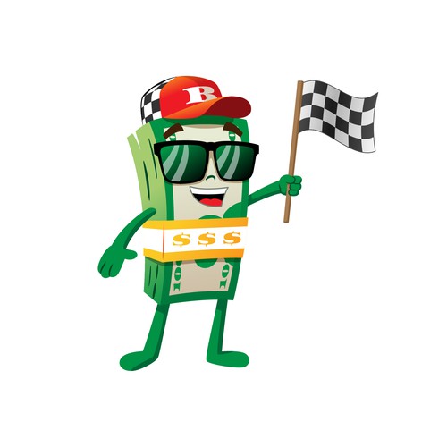 Racing car money mascot