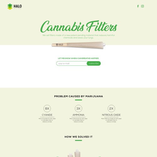 Landing page design for Cannabis Filters