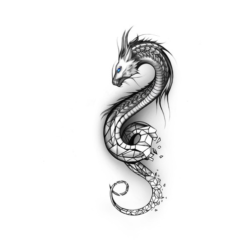 Geometric dragon tattoo
