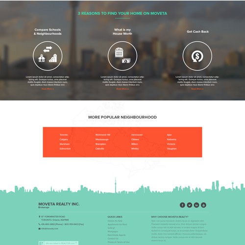 Homepage design for Canadian real estate business