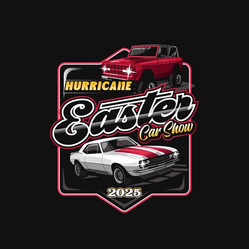 Detailed and striking logo for Hurricane Easter Car Show 2025.