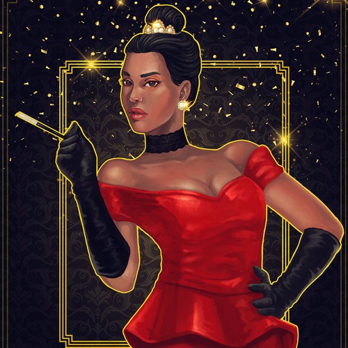 Retro/Hollywood Glam Woman Illustration