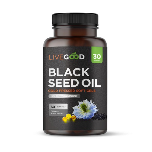 Premium LIVEGOOD Black Seed Oil Label Bottle
