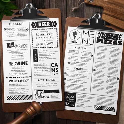 Typographic Pizza Menu