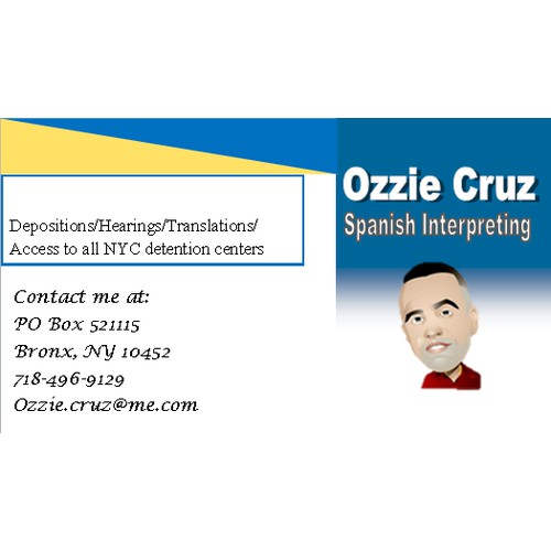 business card for a professional Spanish Interpreter