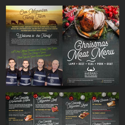 Barbaro Butchers Christmas Meat Menu