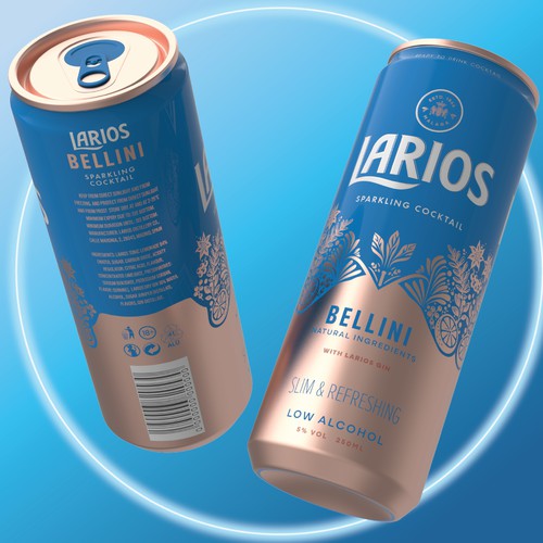 Larios Bellini – Sparkling Cocktail Personal Concept Project  | RTD (Ready-to-Drink) Packaging Design