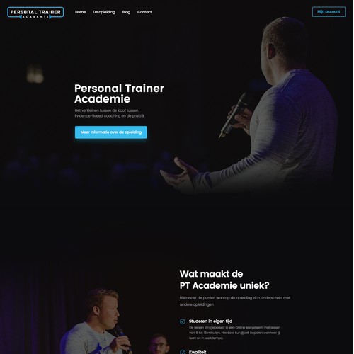 A landing page for a personal trainer