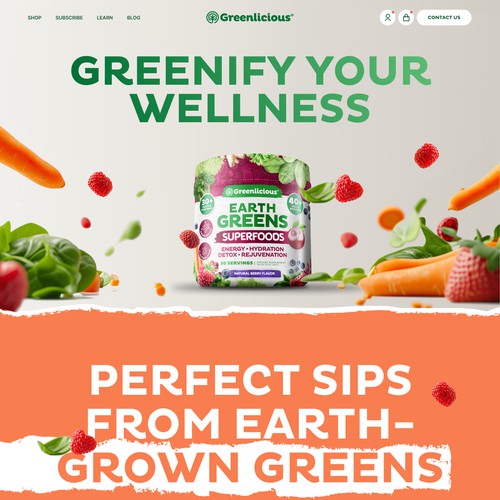 E-commerce website for a wellness powder company (greens superfood)