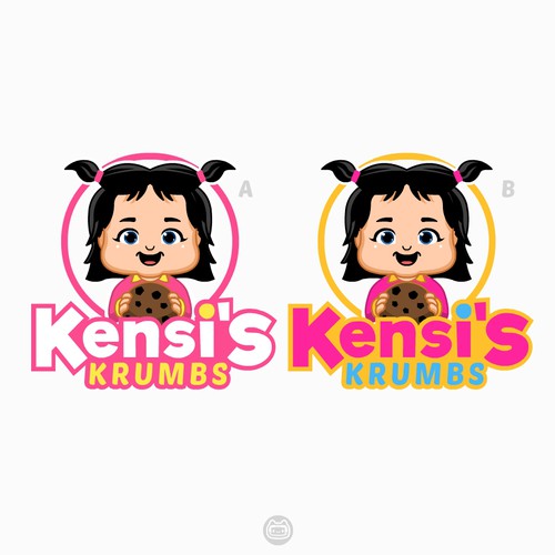 Cute mascot logo for Kensi's Krumbs