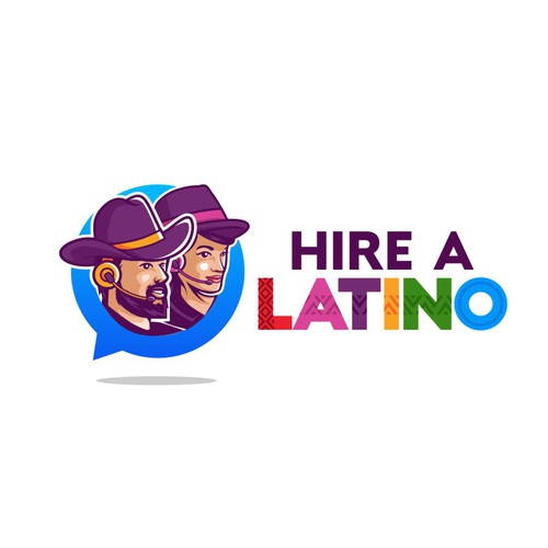latino man and women character logo