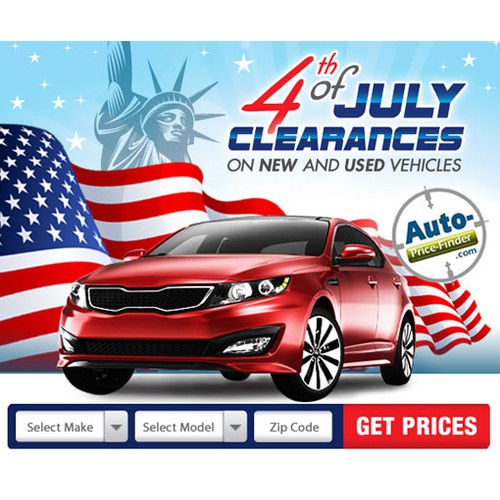 Fourth of July banner ad for a unique Automotive Website