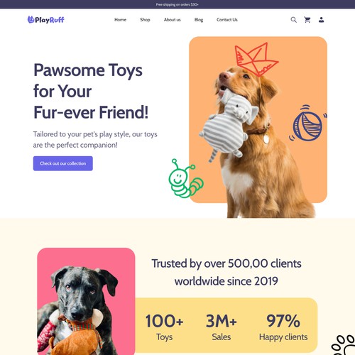 Pet toys store website design