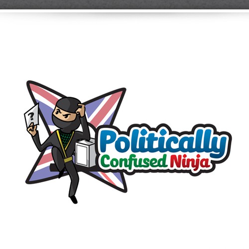 Create an irreverent logo for a politically confused ninja