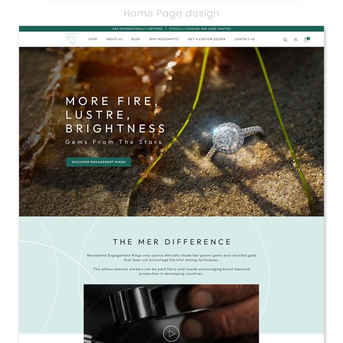 Website redesign for a lab grown diamond company