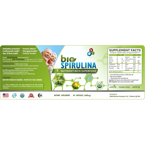 BioSpirulina - supplement label design
