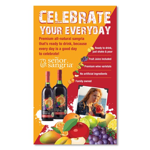 In-store display poster for bottled sangria brand
