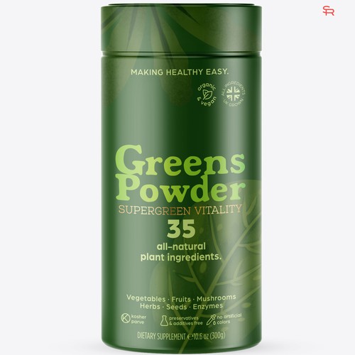 Canister design for Greens Powder Supplement