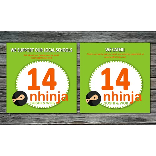 Design a monthly ad for Nhinja Sushi