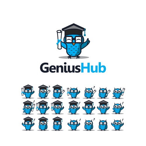 Owl character logo for GeniusHub