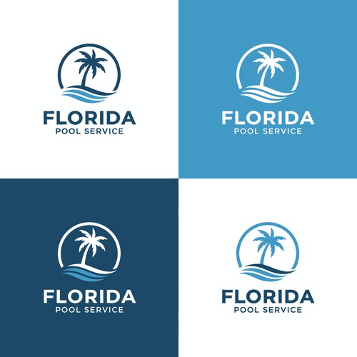 Clean and Professional Blue Logo Design for Florida Pool Service