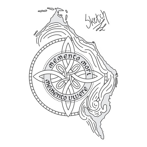 Nautical Style Tattoo of Bahamian Island
